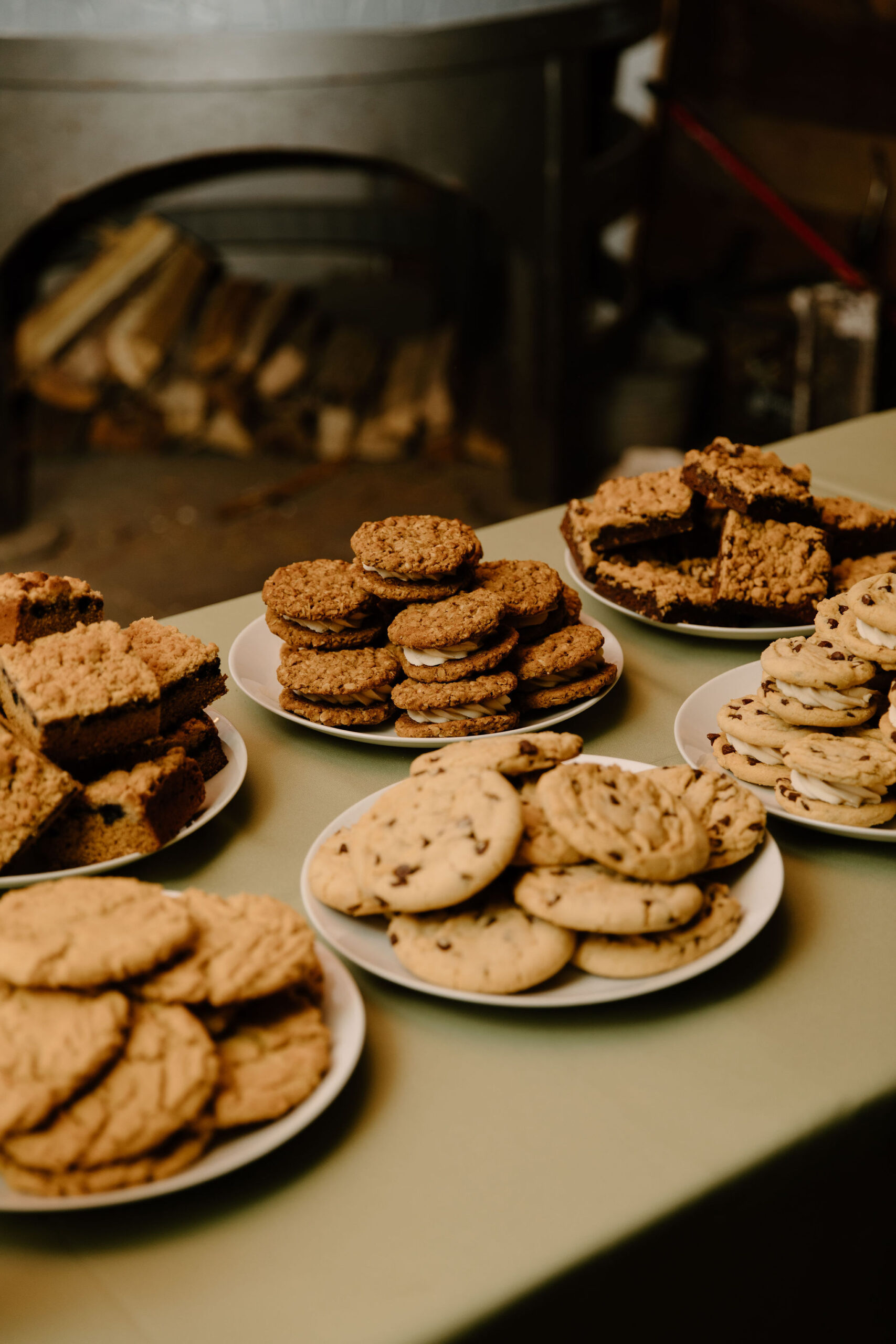 a table full with cookie platters