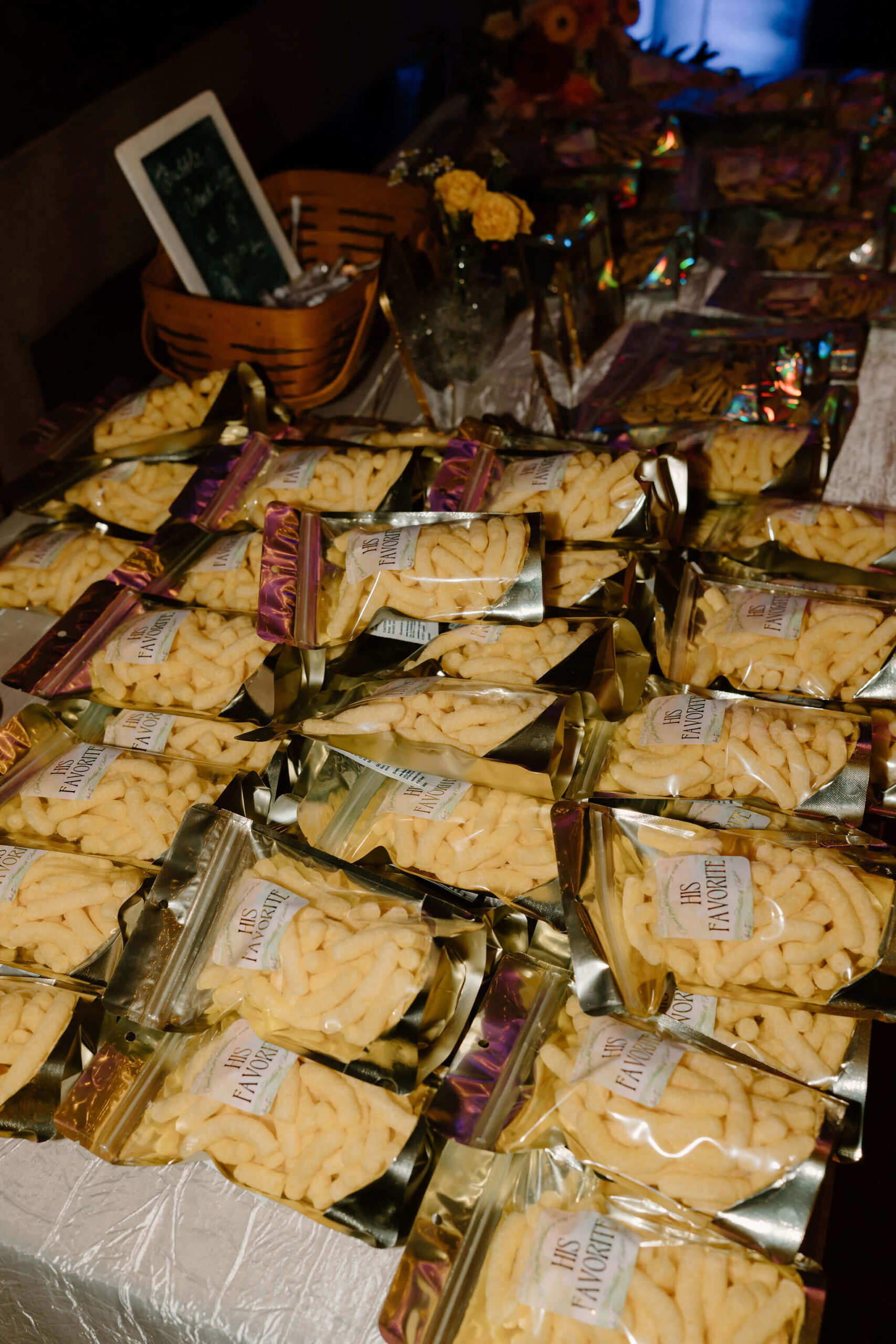 cheese puff wedding favors