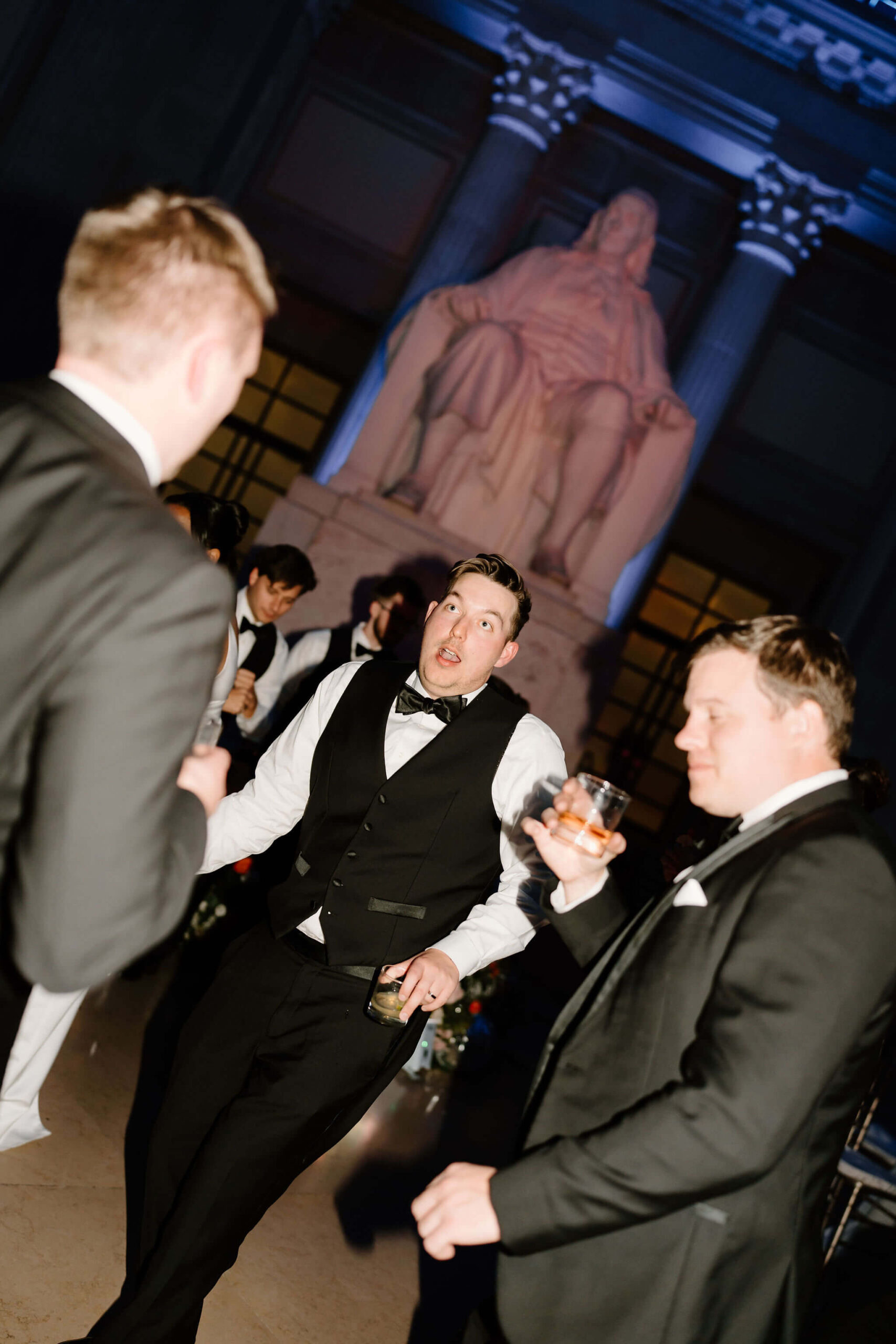 groom dancing during franklin institute wedding reception