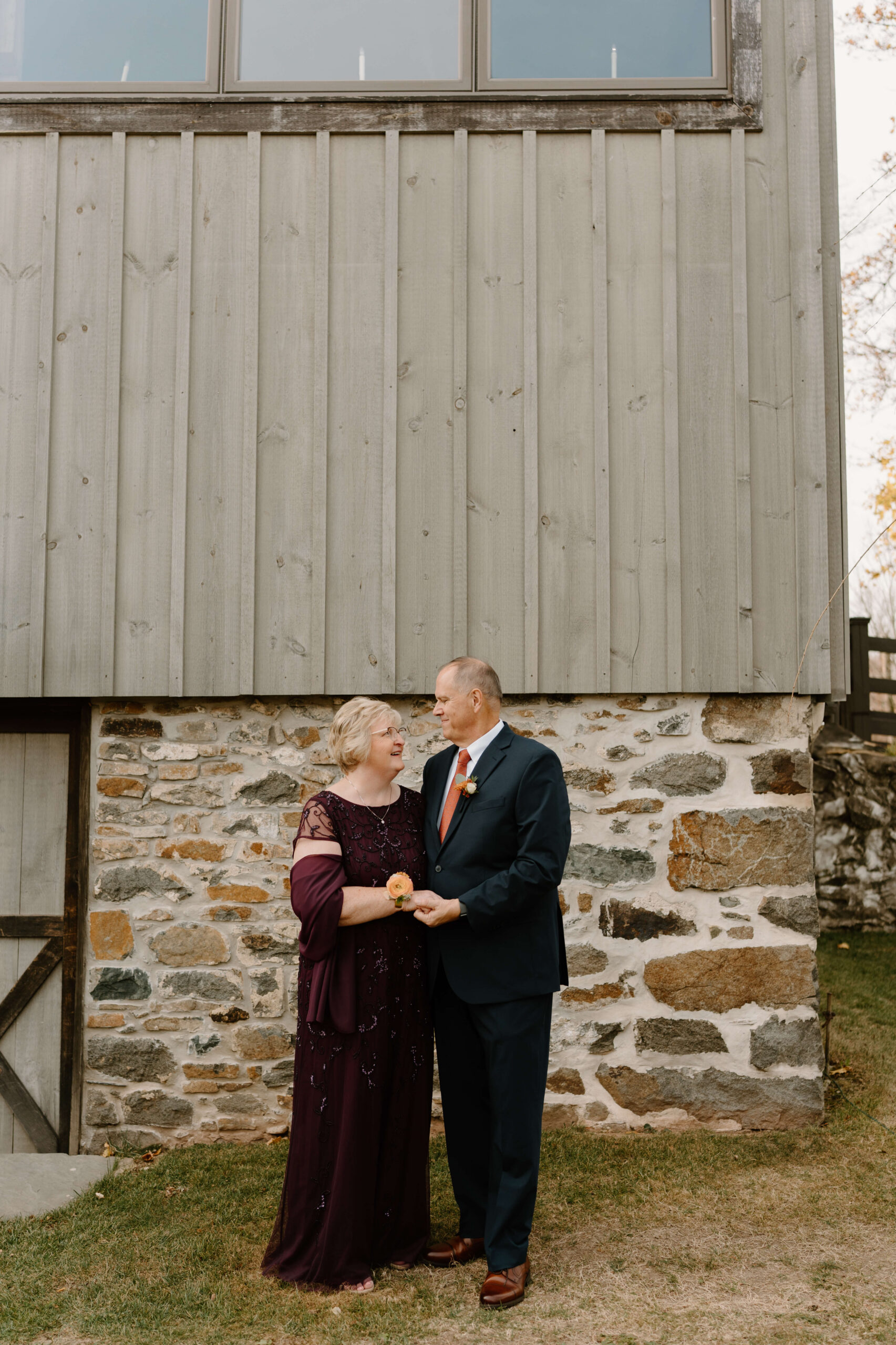 family portrait during November wedding at the Farm Bakery and Events
