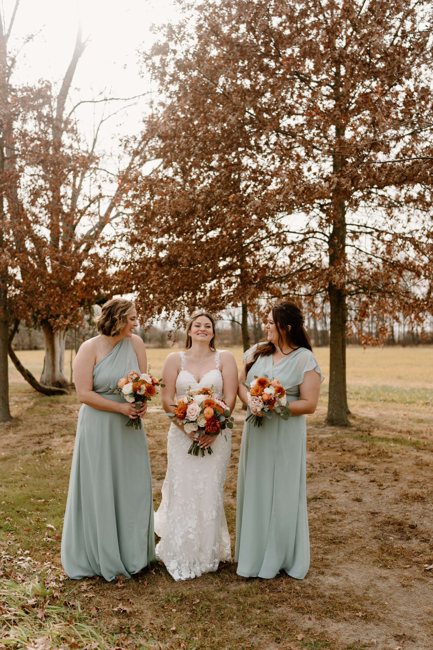 bridal party portrait during November wedding at the Farm Bakery and Events in Quakertown, PA